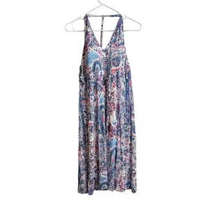 Tommy Bahama Floral Paisley Padded Stretch A-Line Halter Dress Large